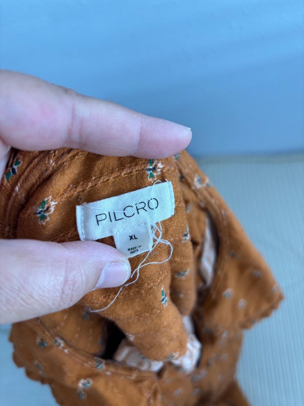 Anthropologie Pilcro Keira Brown Floral Collared Button-Front Long Sleeve Blouse - Picture 2 of 7